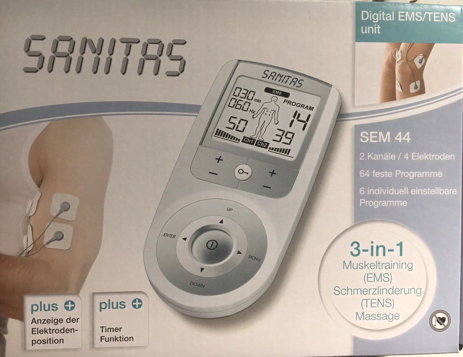SANITAS SEM 44 Digital EMS/TENS Tensgerät 3 in 1 Multifunktion Muskeltraining